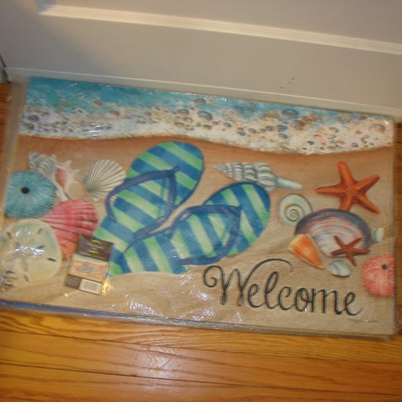 COPY - "K-38" Welcome Flip Flops Shells on The Beach - Picture 1 of 1